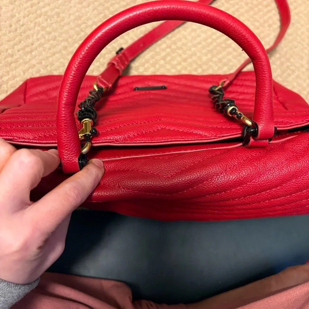 Rebecca Minkoff Red Quilted Satchel with Black Hardware - Picture 11 of 14